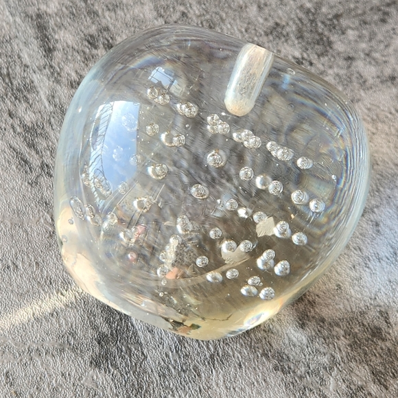 Clear glass blown apple floating orbs paperweight 10oz home decor minimalist mcm - Picture 8 of 8